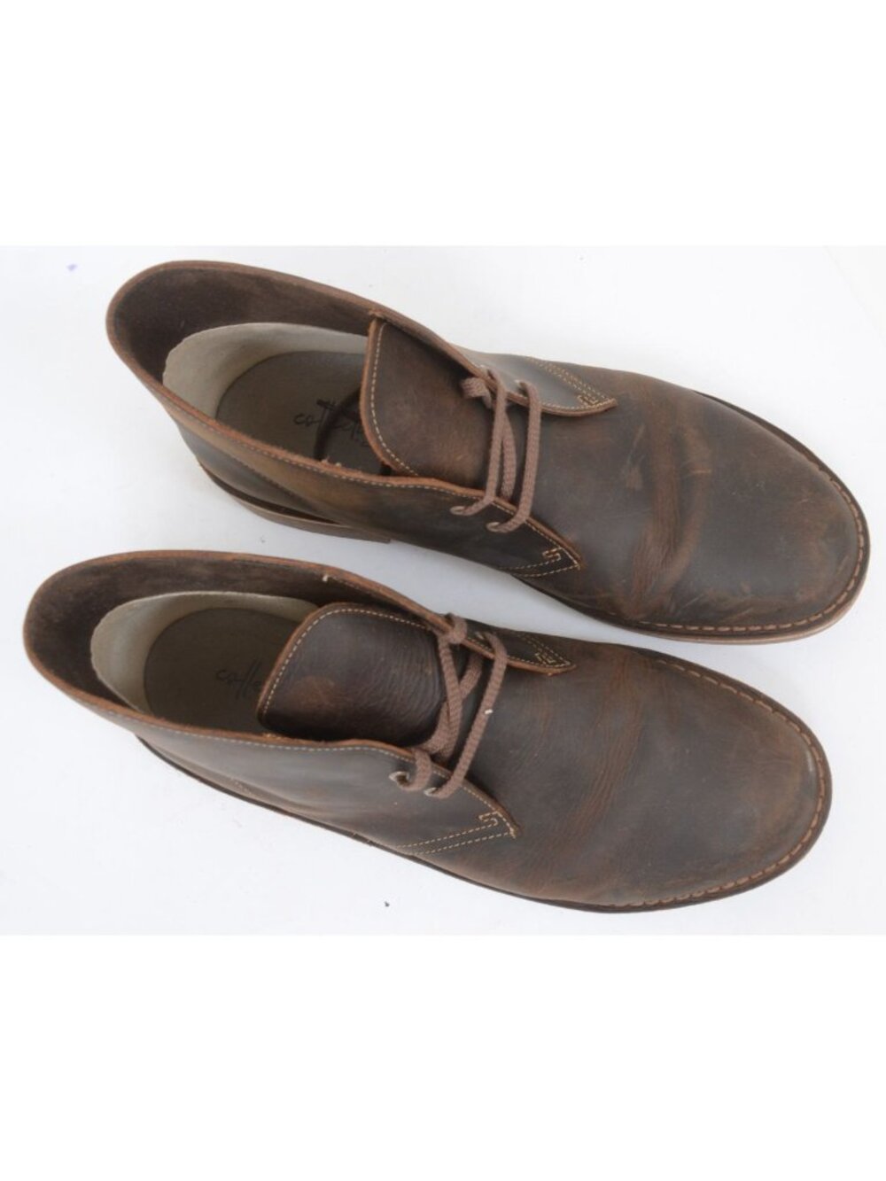 NEW Clarks Shepton Mens 10.5 WIDE Leather Lace-Up Comfort Chukka Boot Preppy - Picture 3 of 11